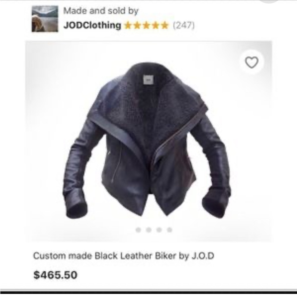J.O.D. Custom Leather Aviator Jacket Shearling Size 6/S Black/Brown